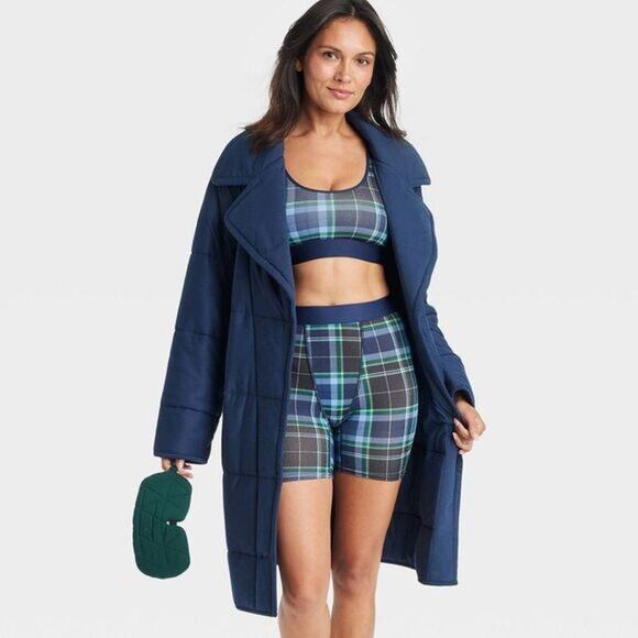 Auden NWT Women's Short Quilted Robe Blue Quilted Robe Size XS/S - Picture 1 of 9